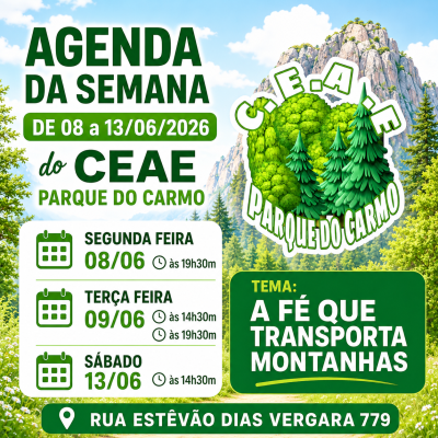 Agenda da semana. A fe que transporta montanha